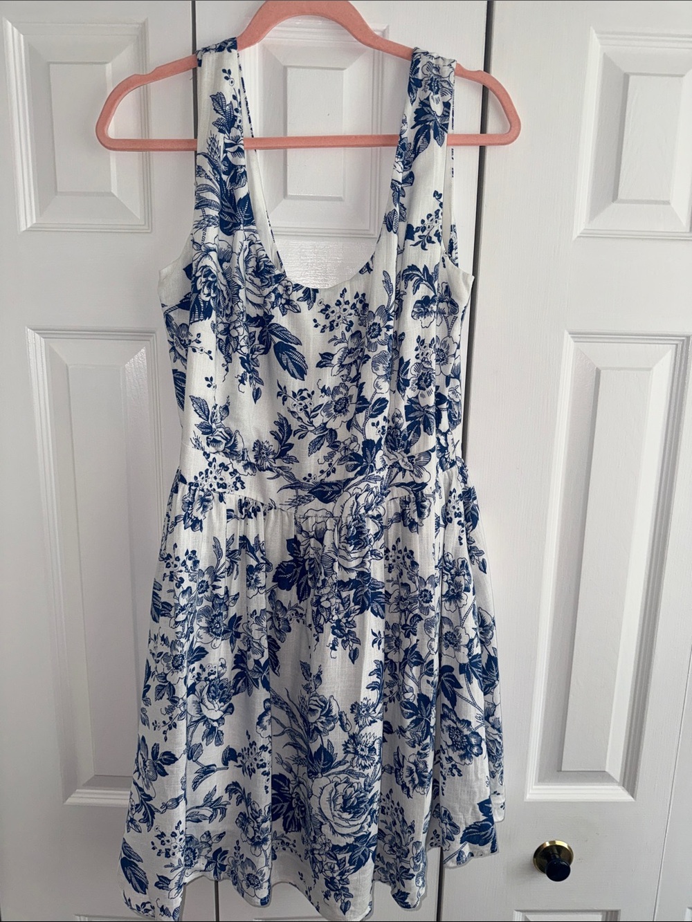 Kiel James Patrick White Dress with Blue Floral Print